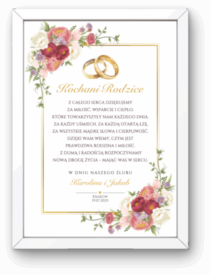 Podziękowanie dla Rodziców - Obrazek z Ramką