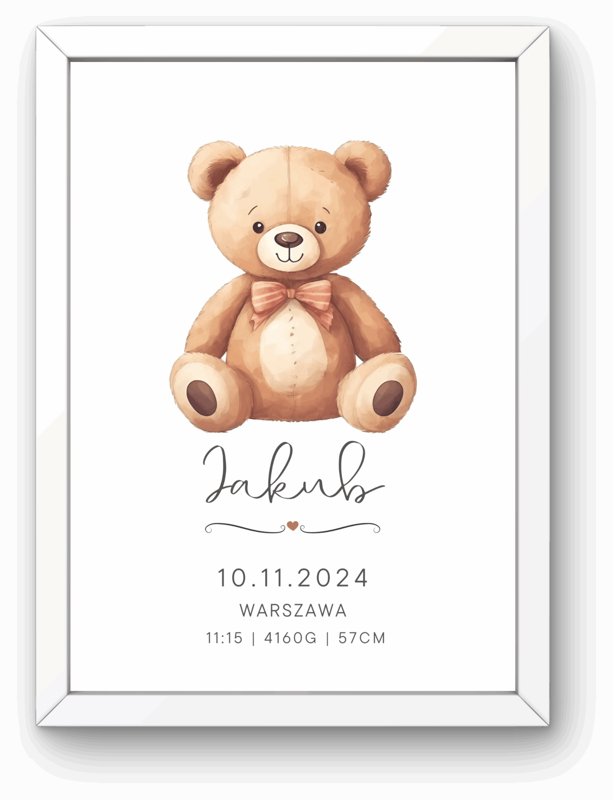 Metryczka dla Chłopca z Ramką – Miś w Muszce