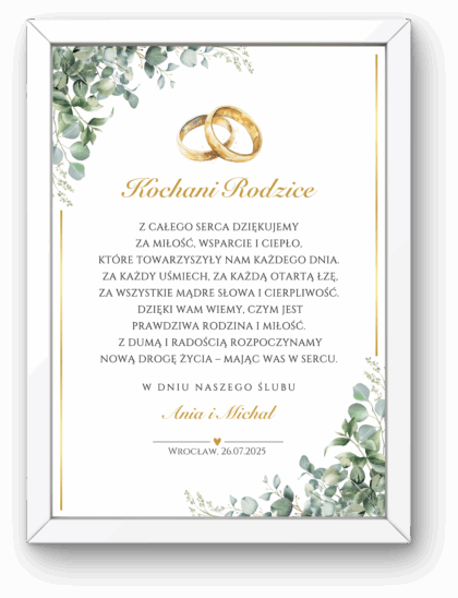 Podziękowanie dla Rodziców - Obrazek z Ramką