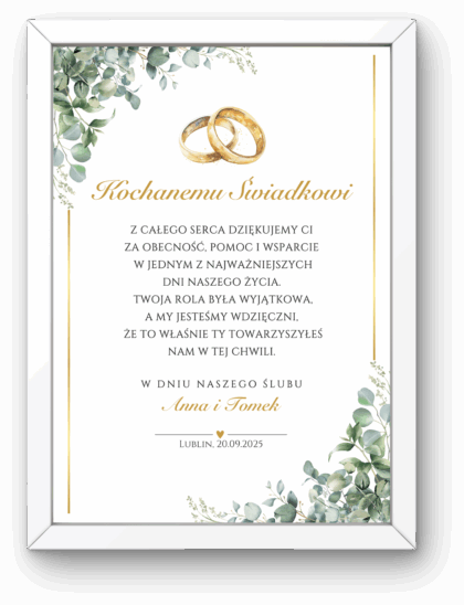 Podziękowanie dla Świadka Świadkowej – Zielony Motyw Roślinny