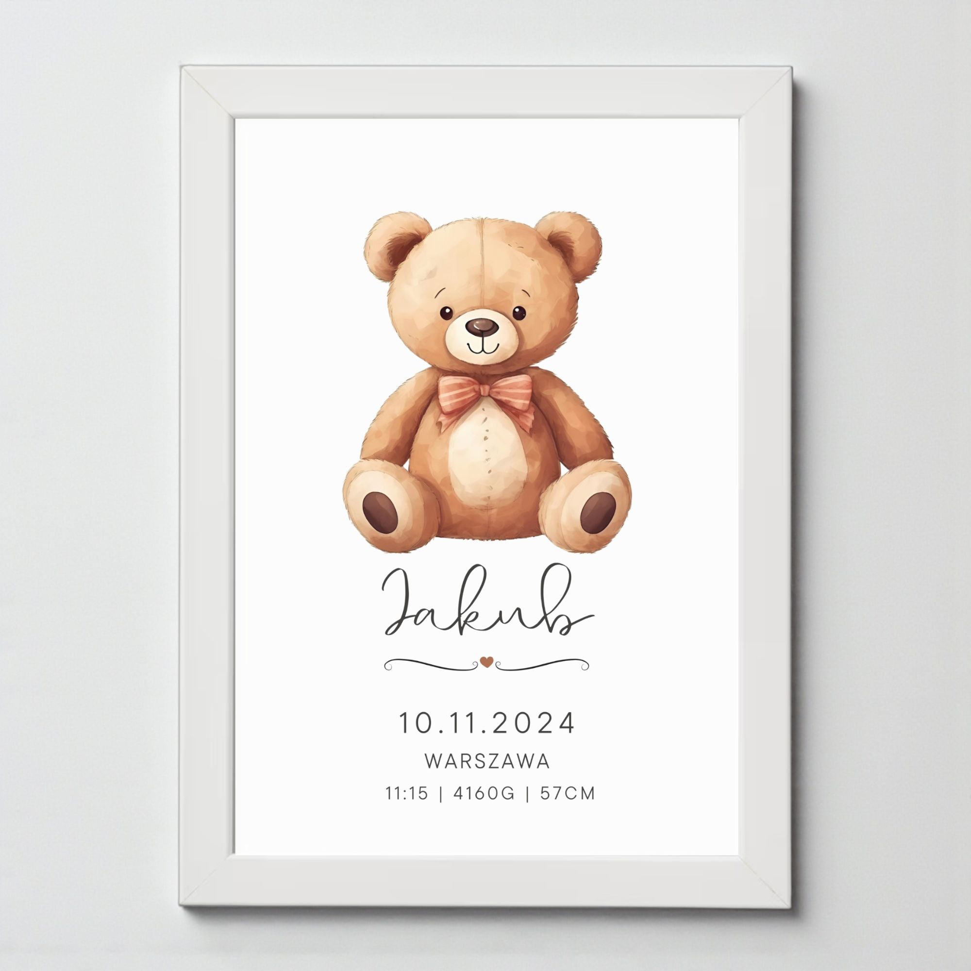 Metryczka dla Chłopca z Ramką – Miś w Muszce - obrazek 2