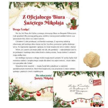Personalizowany List od Świętego Mikołaja + Świąteczna Koperta