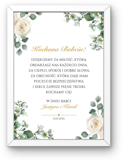 Plakat na Dzień Babci i Dziadka – Podziękowania z Motywem Kwiatów - 15 Wzorów do wyboru