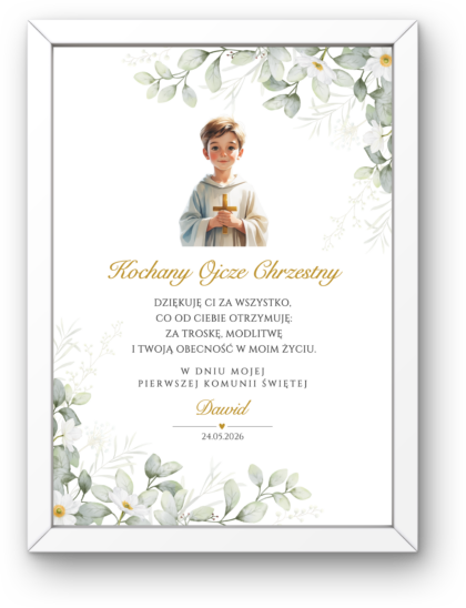 Podziękowanie Pierwsza Komunia Święta - Obrazek z Ramką
