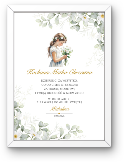Podziękowanie Pierwsza Komunia Święta - Obrazek z Ramką