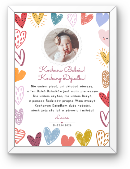 Plakat na Dzień Babci i Dziadka – Podziękowanie Ze Zdjęciem