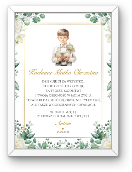Podziękowanie Pierwsza Komunia Święta - Obrazek z Ramką