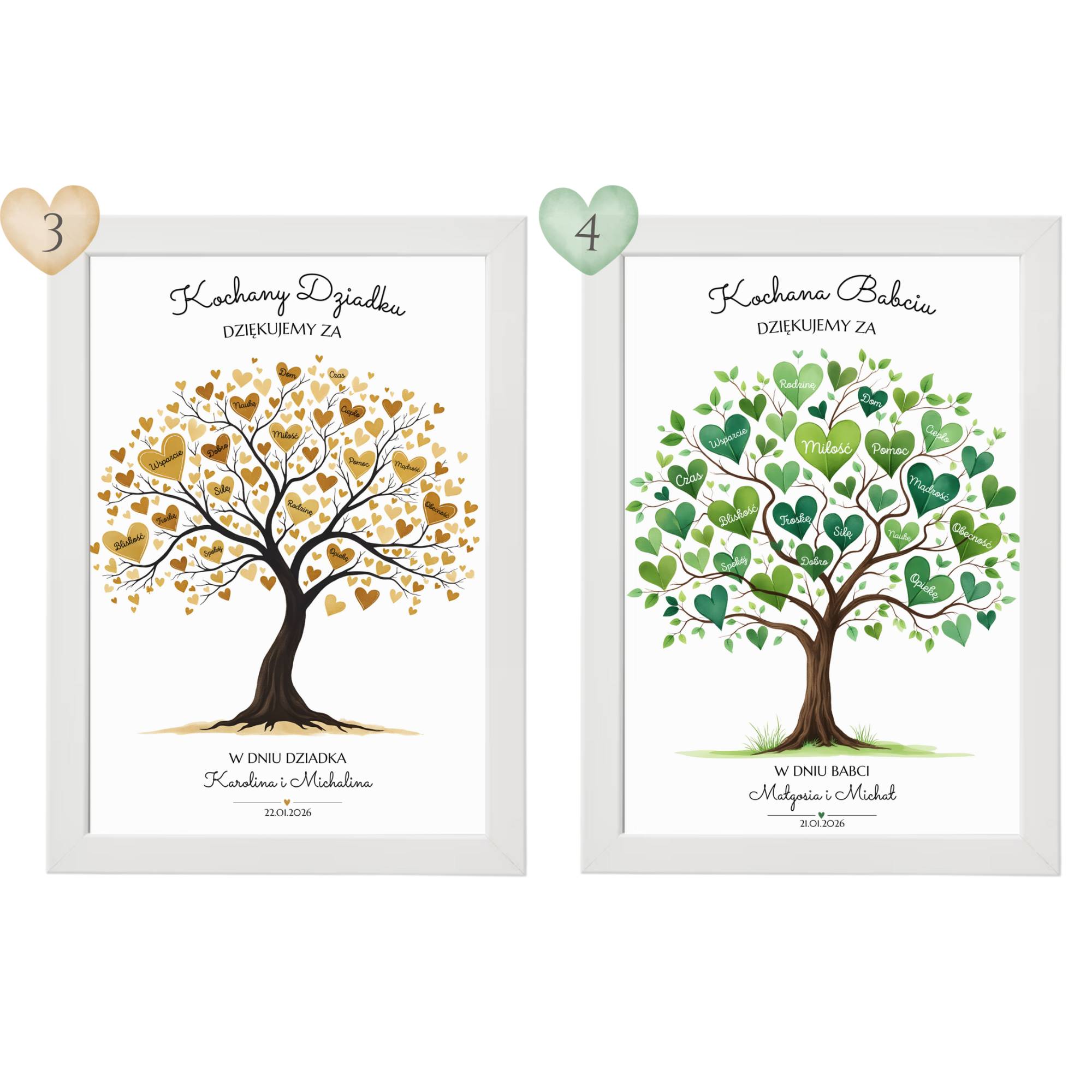 Plakat na Dzień Babci i Dziadka - Drzewo Serc - obrazek 3