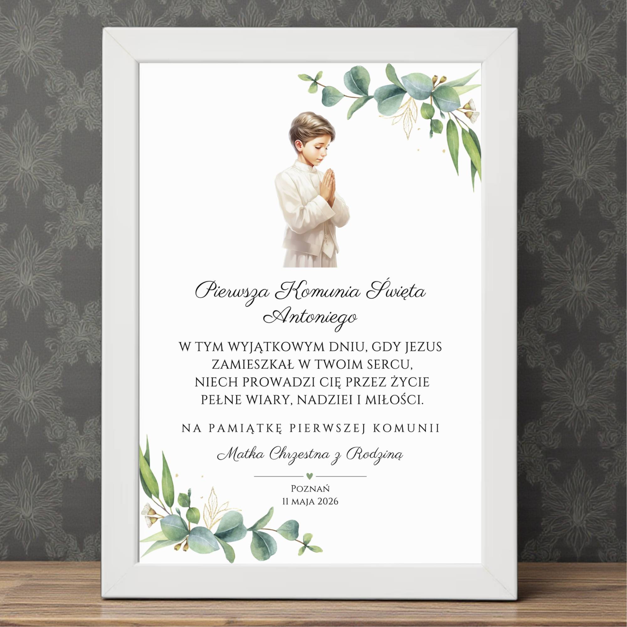 Pamiątka Pierwszej Komunii Świętej – Modlitwa Chłopiec - Obrazek z Ramką - obrazek 5