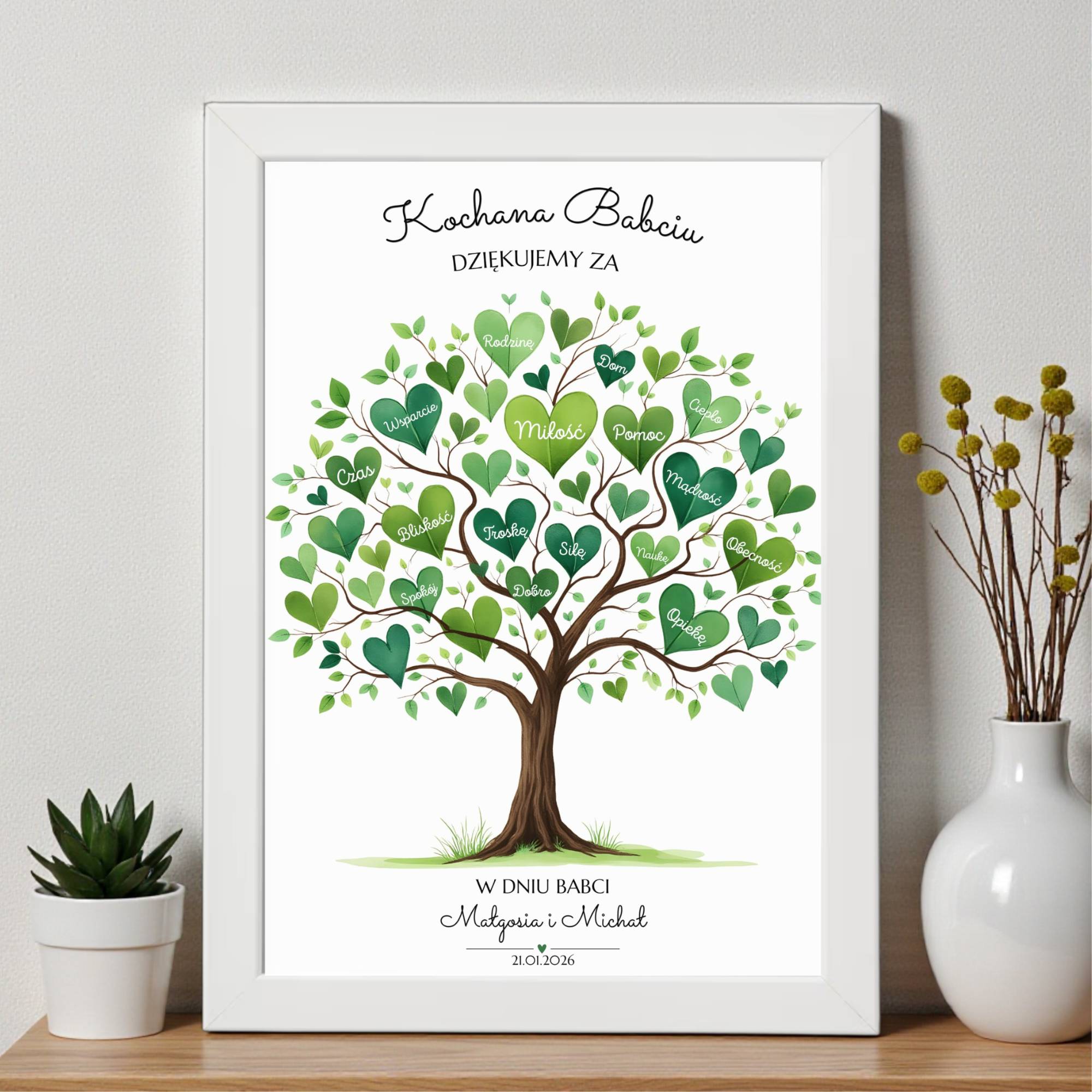 Plakat na Dzień Babci i Dziadka - Drzewo Serc - obrazek 4