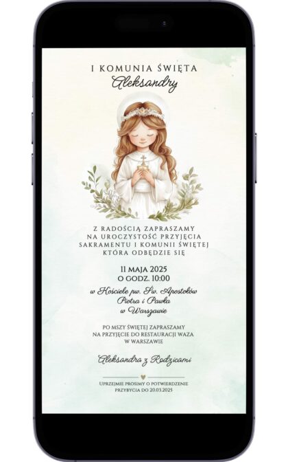 Cyfrowe Zaproszenie na Pierwszą Komunię Świętą