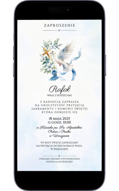 Cyfrowe Zaproszenie na Pierwszą Komunię Świętą