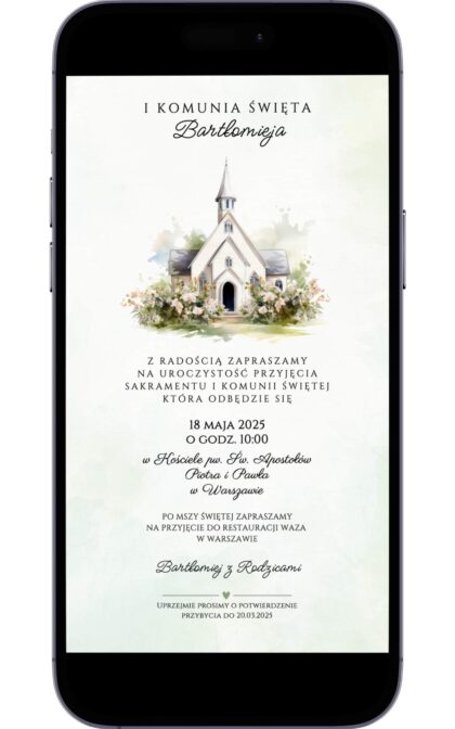 Cyfrowe Zaproszenie na Pierwszą Komunię Świętą