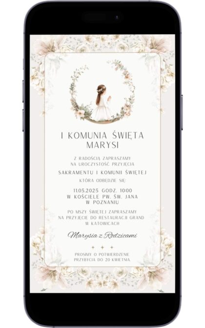Cyfrowe Zaproszenie na Pierwszą Komunię Świętą