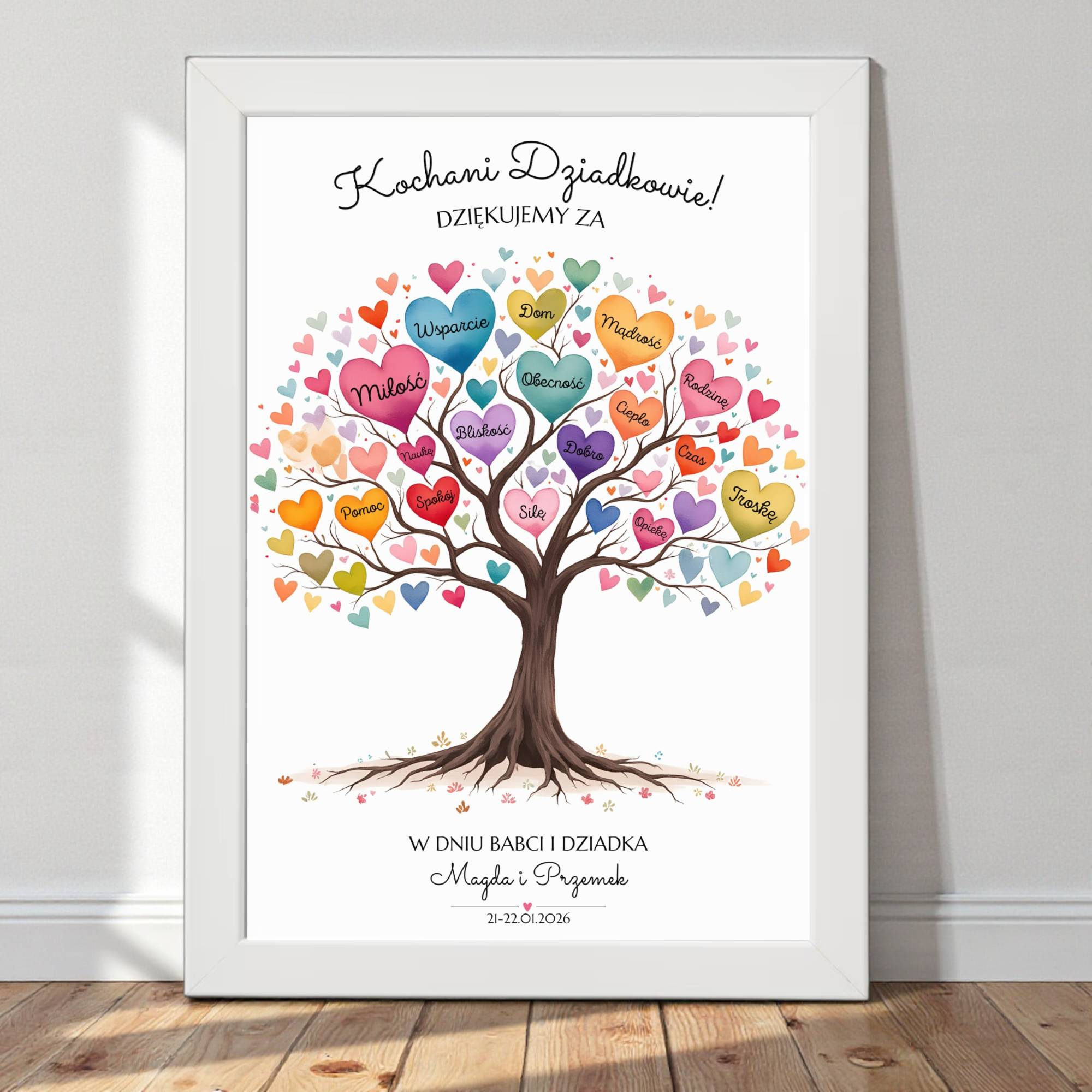 Plakat na Dzień Babci i Dziadka - Drzewo Serc - obrazek 5