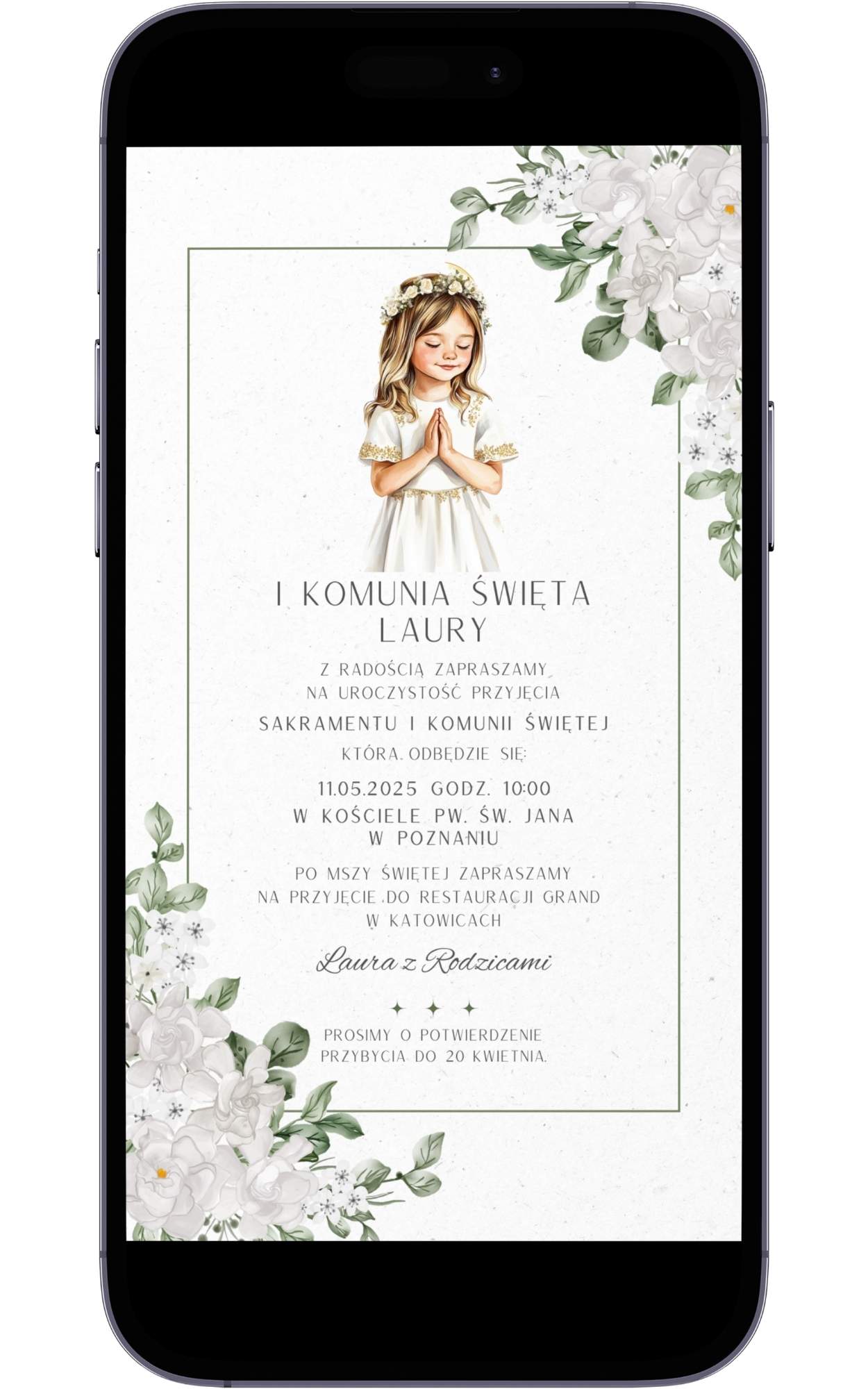 Cyfrowe Zaproszenie na Pierwszą Komunię Świętą