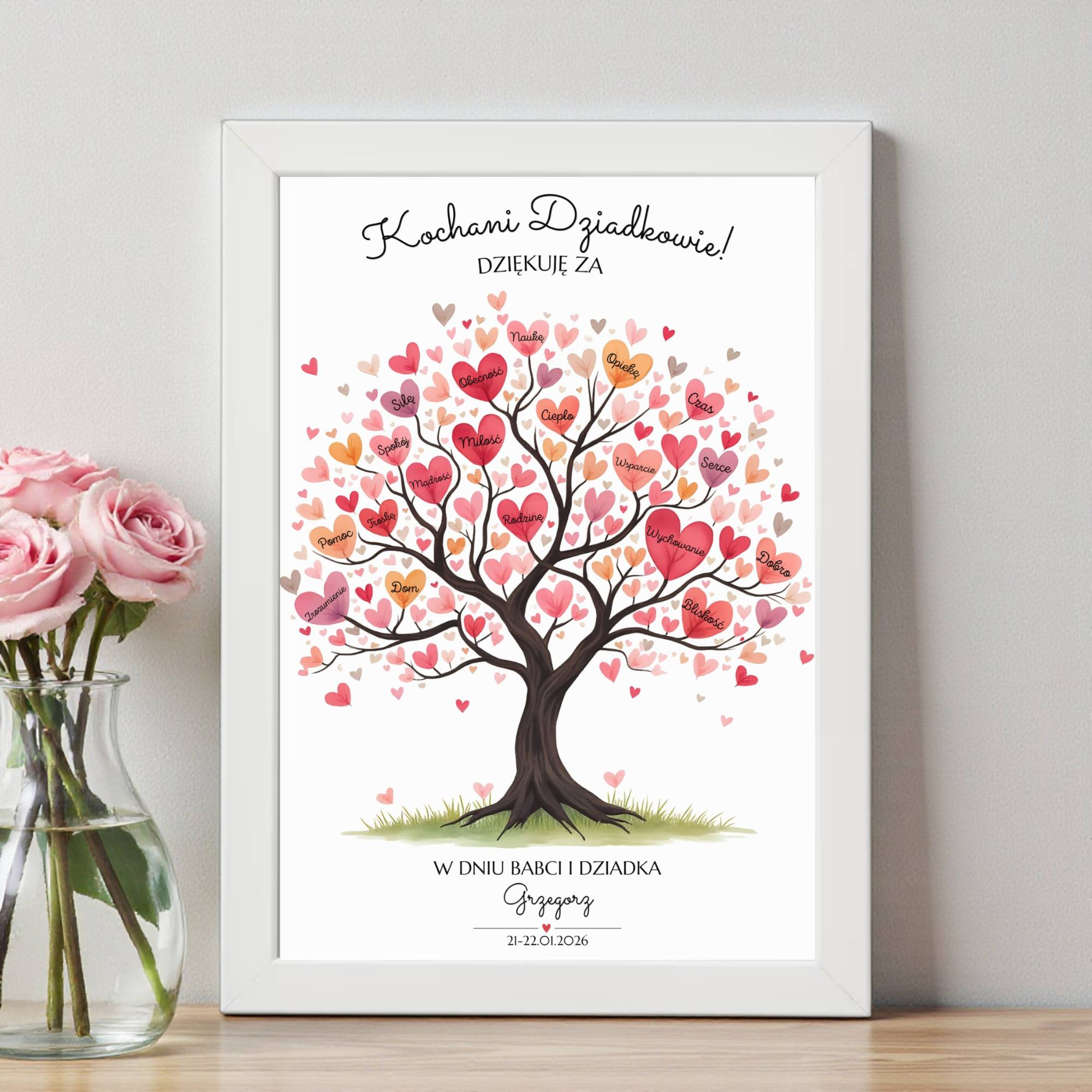 Plakat na Dzień Babci i Dziadka - Drzewo Serc - obrazek 6