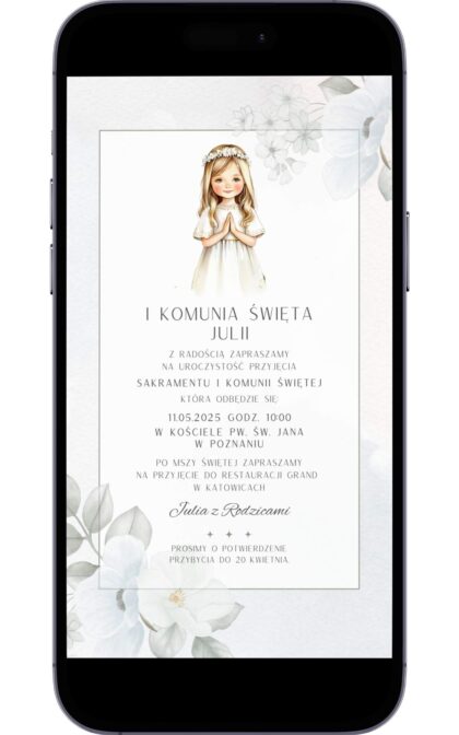 Cyfrowe Zaproszenie na Pierwszą Komunię Świętą