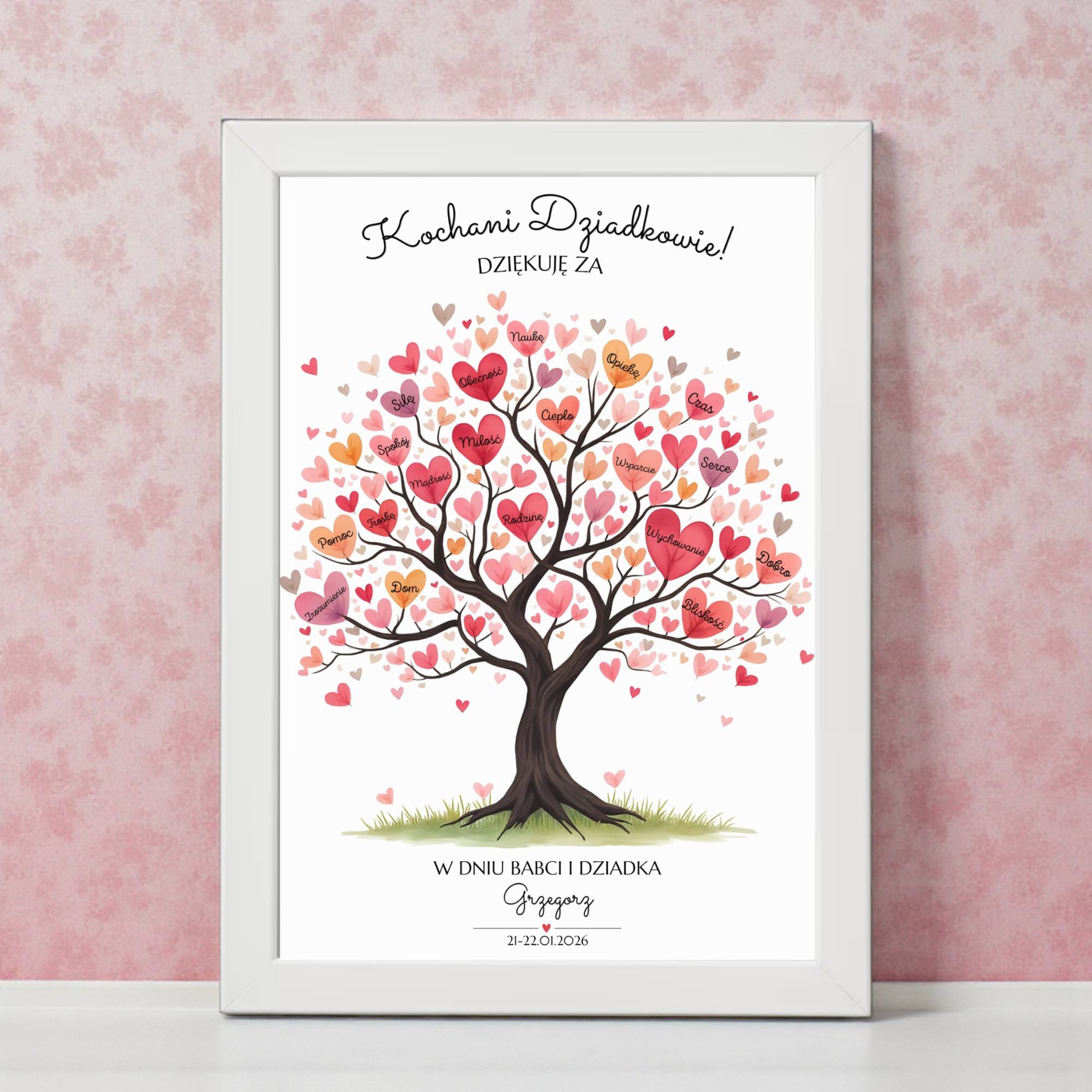 Plakat na Dzień Babci i Dziadka - Drzewo Serc - obrazek 8