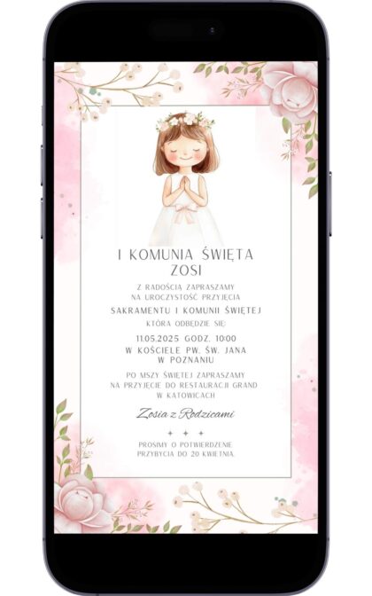 Cyfrowe Zaproszenie na Pierwszą Komunię Świętą