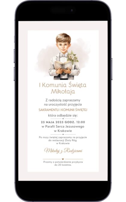 Cyfrowe Zaproszenie na Pierwszą Komunię Świętą