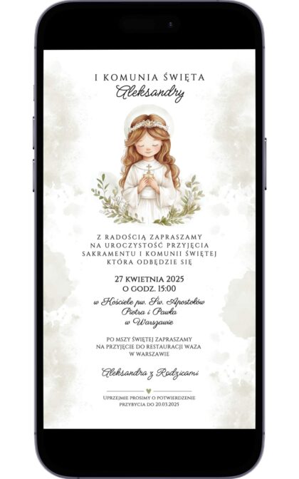 Cyfrowe Zaproszenie na Pierwszą Komunię Świętą