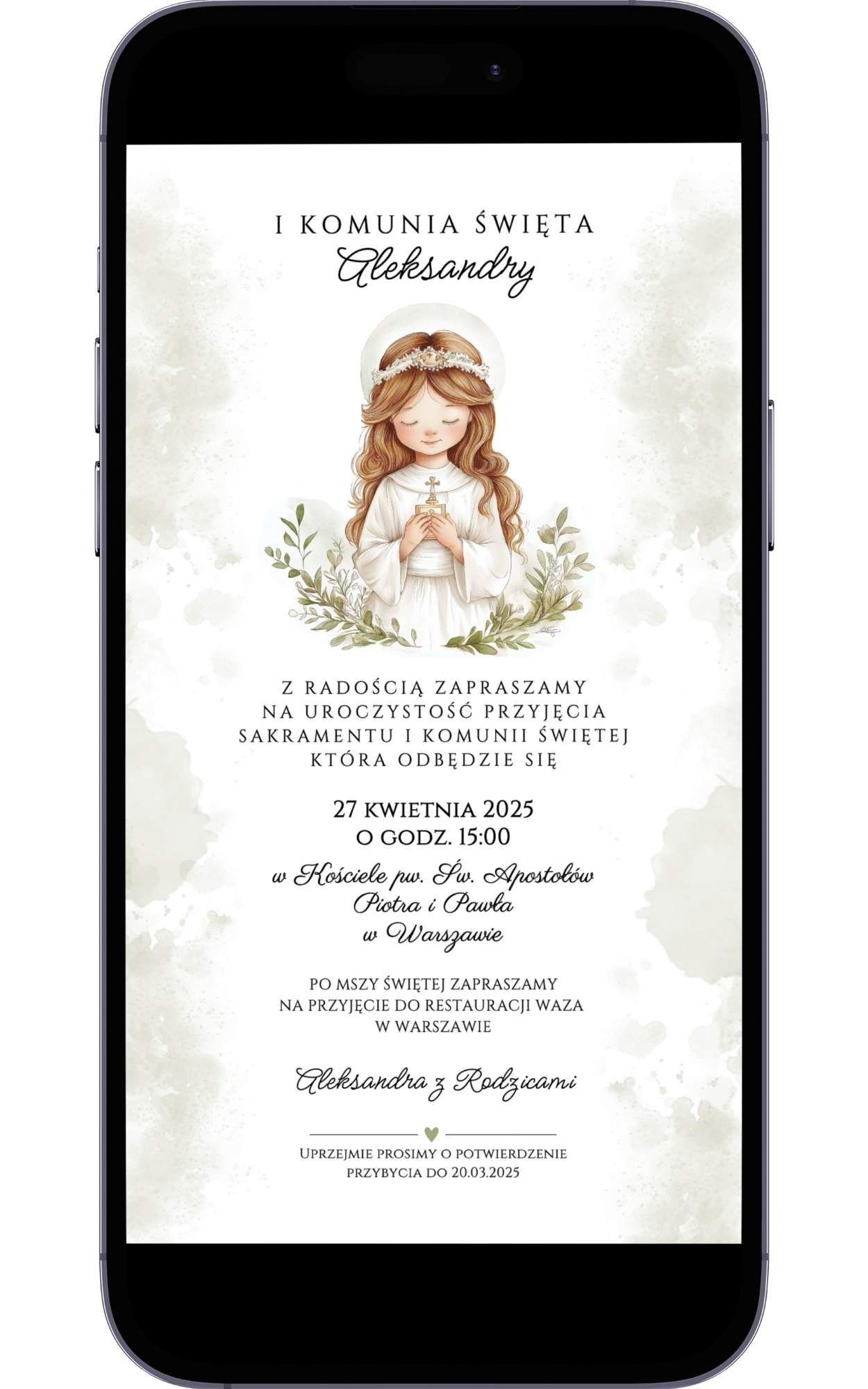 Cyfrowe Zaproszenie na Pierwszą Komunię Świętą