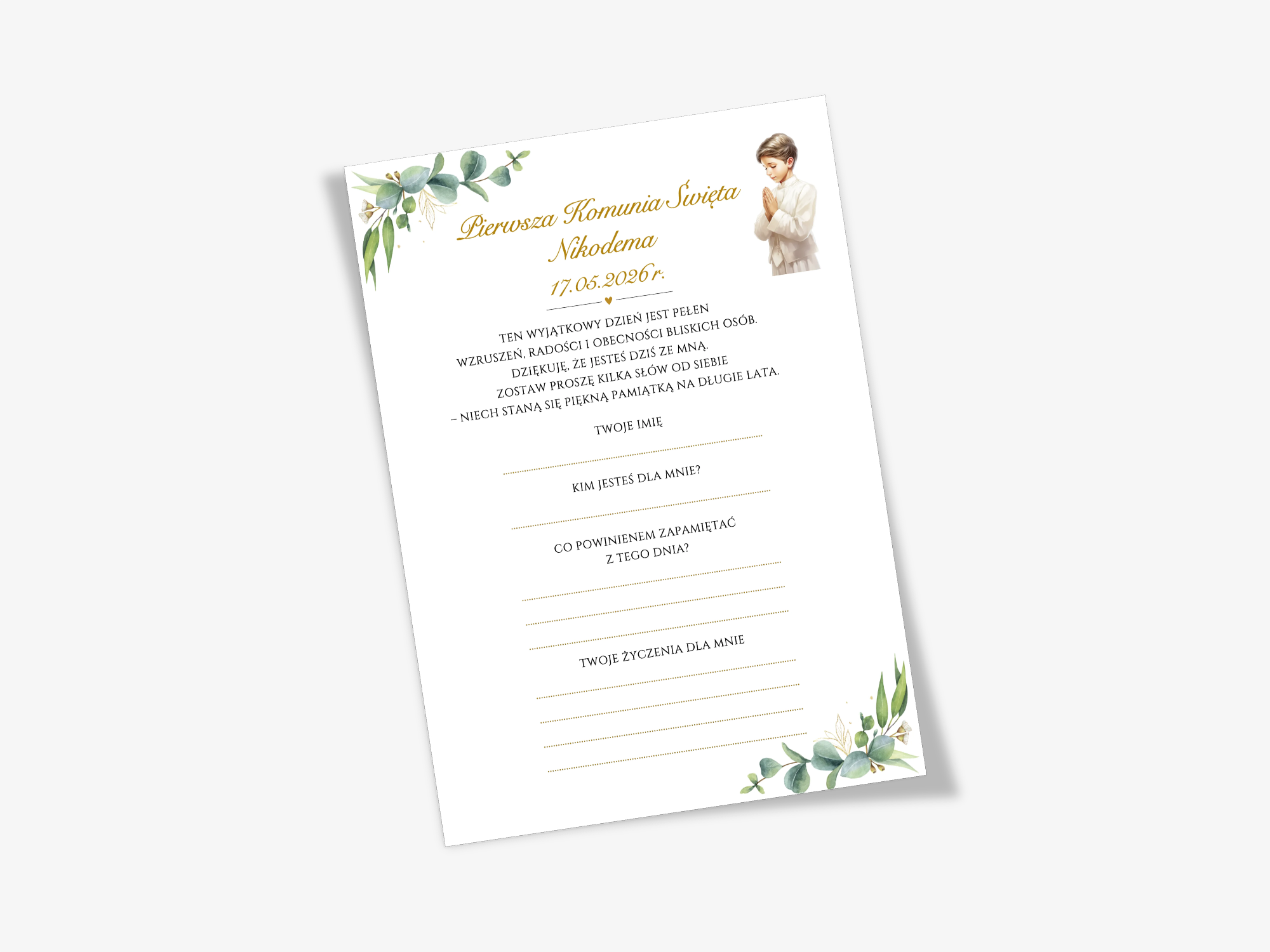 Ankieta komunijna - Plik PDF do Samodzielnego Druku - obrazek 2