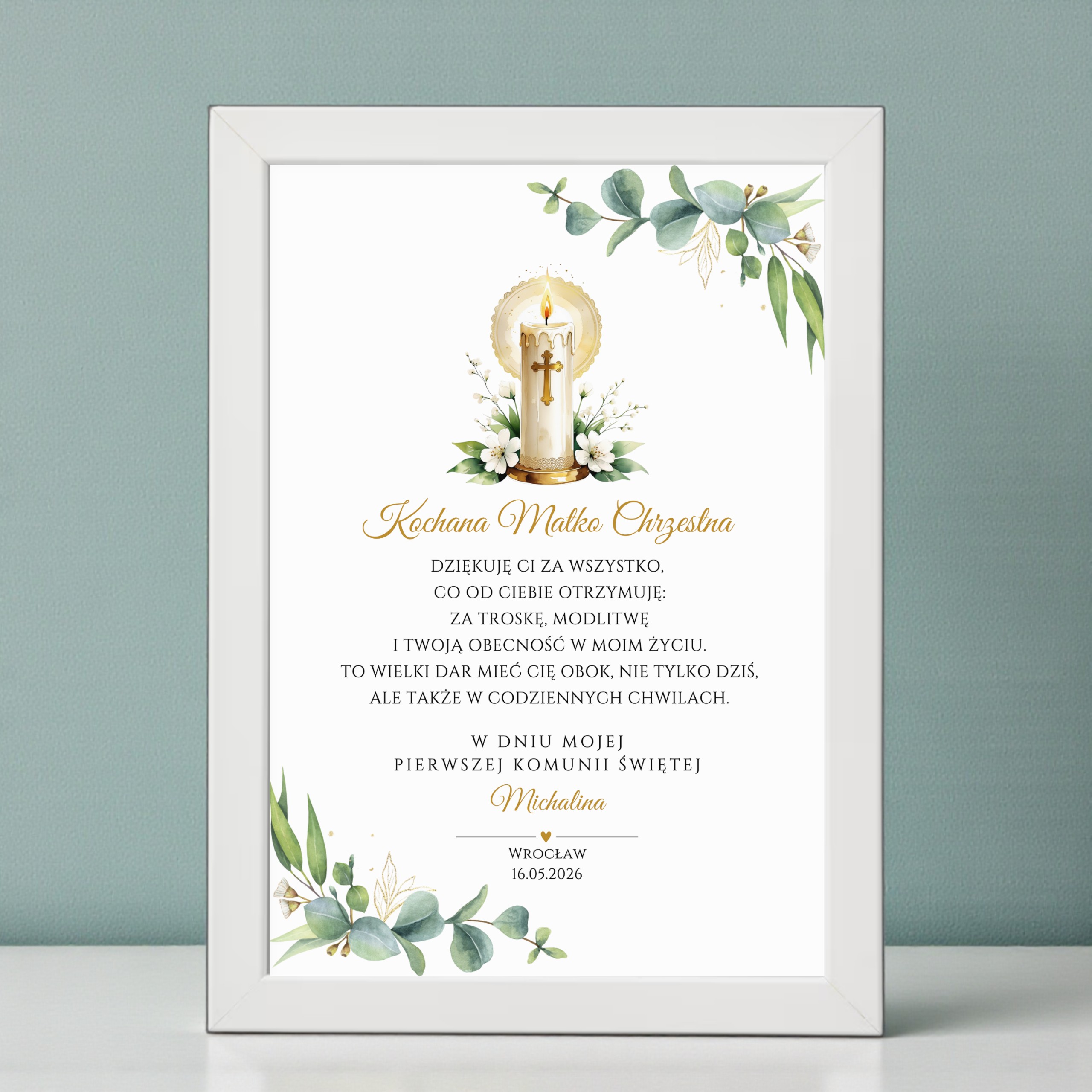 Podziękowanie Pierwsza Komunia Święta - Obrazek z Ramką - obrazek 2