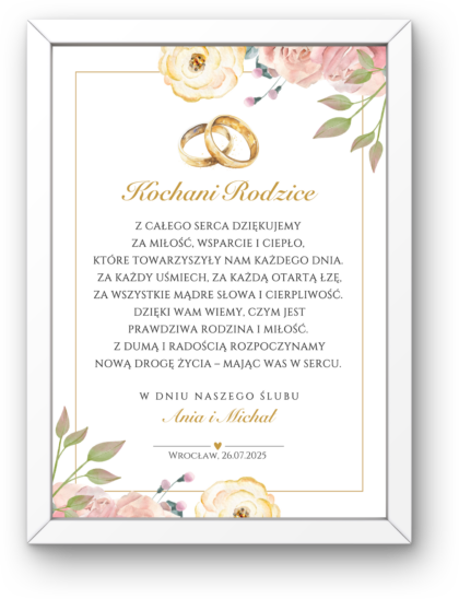 Podziękowanie dla Rodziców - Obrazek z Ramką