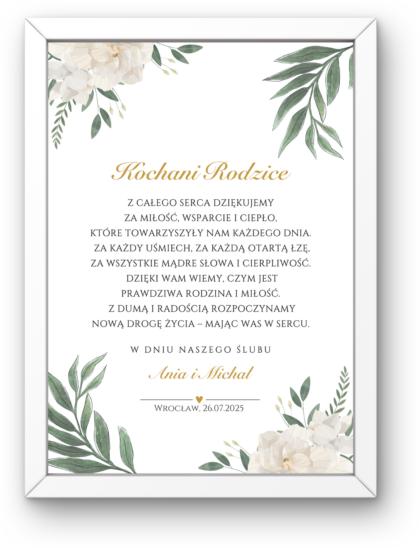 Podziękowanie dla Rodziców - Obrazek z Ramką