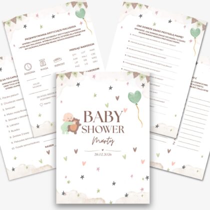 Zestaw Gier i Zabaw na Baby Shower - Plik PDF do Druku