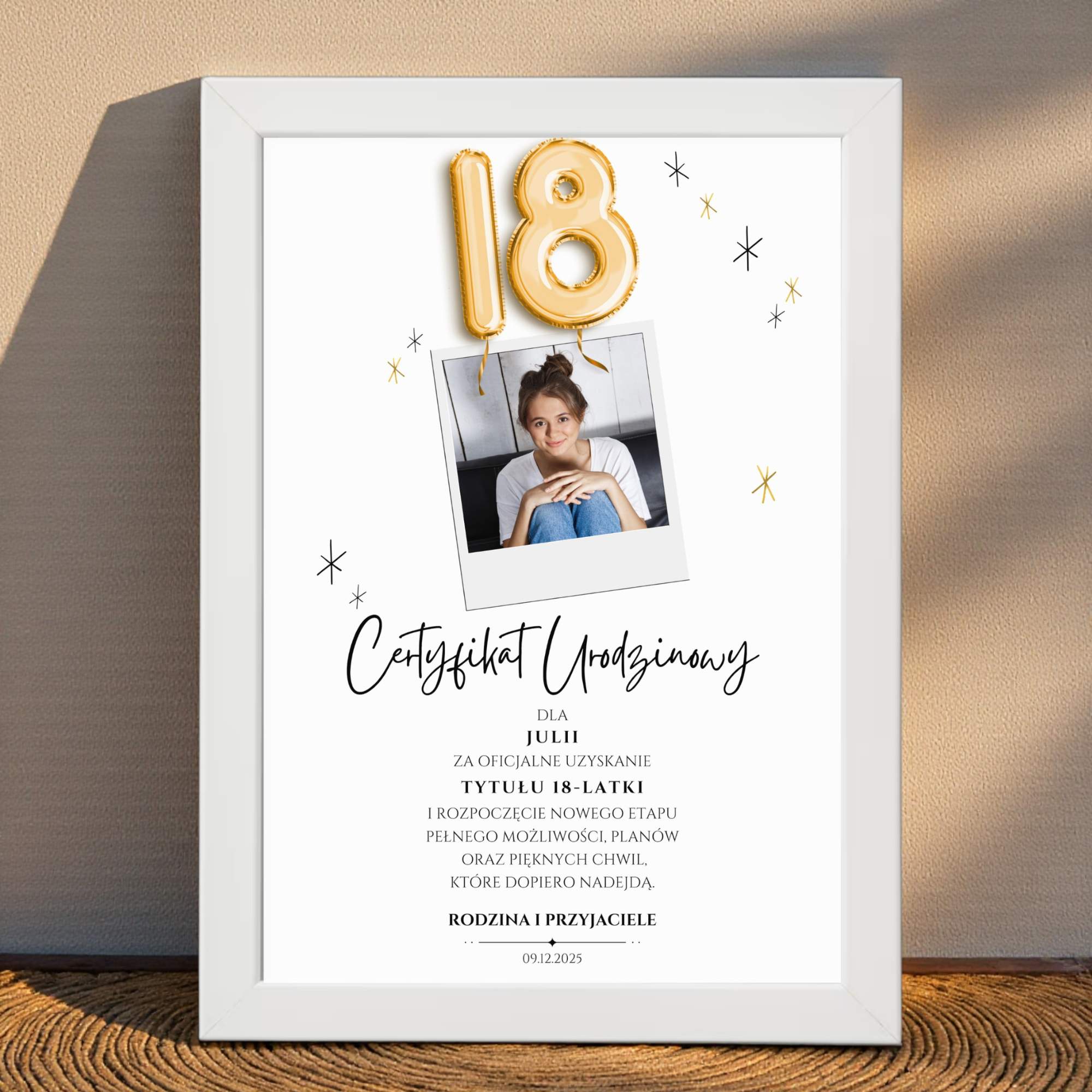 Certyfikat Urodzinowy Ze Zdjęciami - Obrazek z Ramką - obrazek 3