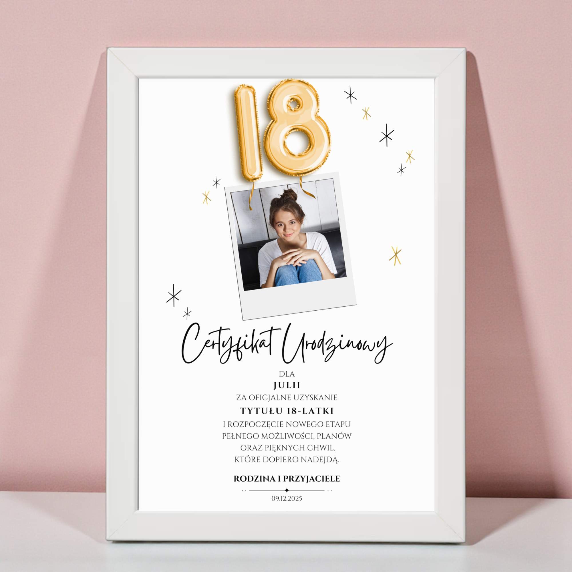 Certyfikat Urodzinowy Ze Zdjęciami - Obrazek z Ramką - obrazek 4