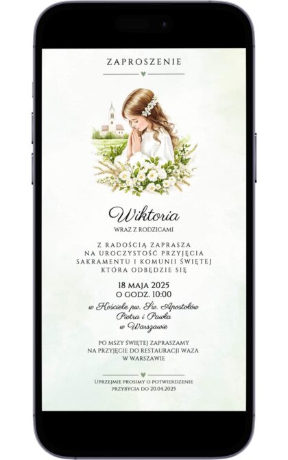 Cyfrowe Zaproszenie na Pierwszą Komunię Świętą