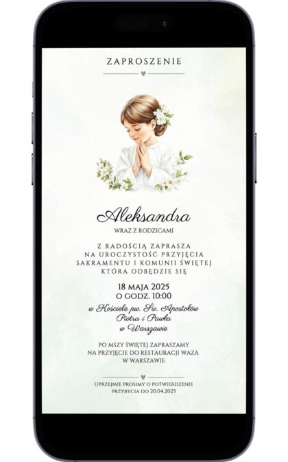 Cyfrowe Zaproszenie na Pierwszą Komunię Świętą
