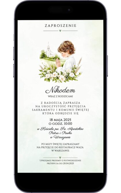 Cyfrowe Zaproszenie na Pierwszą Komunię Świętą