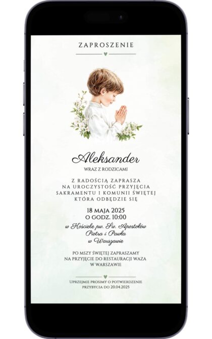 Cyfrowe Zaproszenie na Pierwszą Komunię Świętą