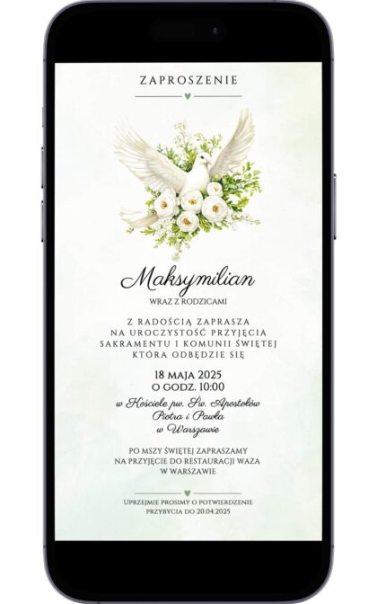 Cyfrowe Zaproszenie na Pierwszą Komunię Świętą