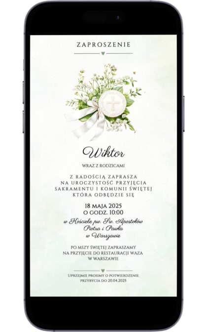 Cyfrowe Zaproszenie na Pierwszą Komunię Świętą